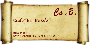 Csáki Bekő névjegykártya